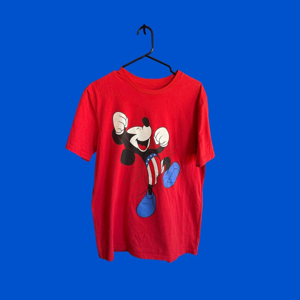 Disney Mickey 4th of July Red Graphic Tee Shirt Mens Large Americana Streetwear